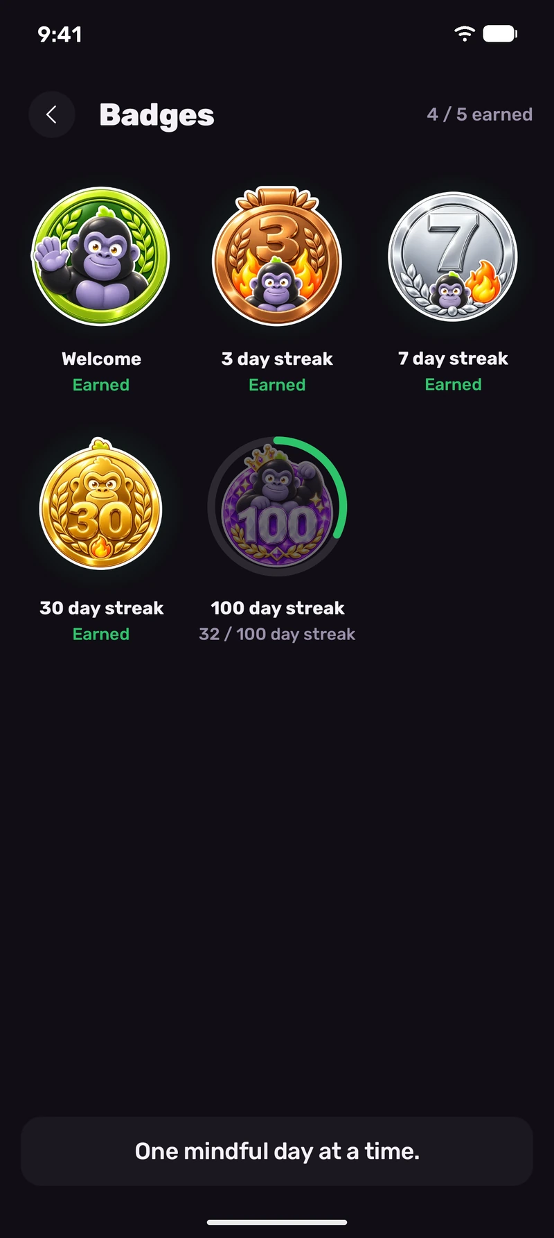 Silverback app screens: Badges