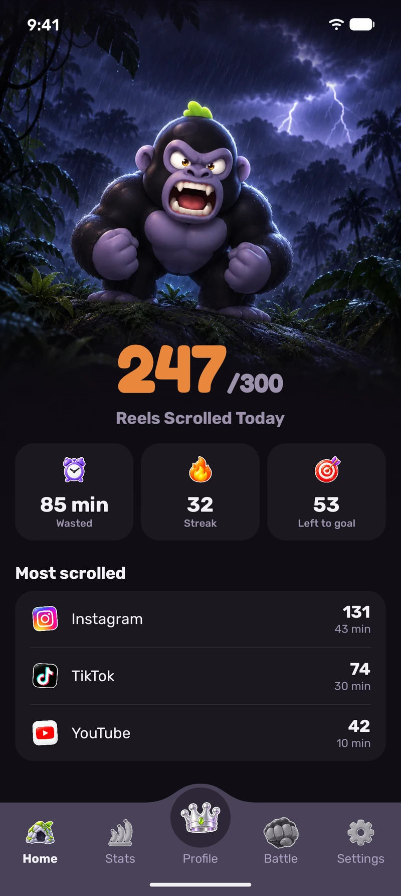 Silverback app screens: Home