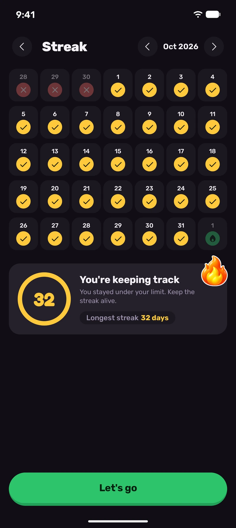 Silverback app screens: Streaks
